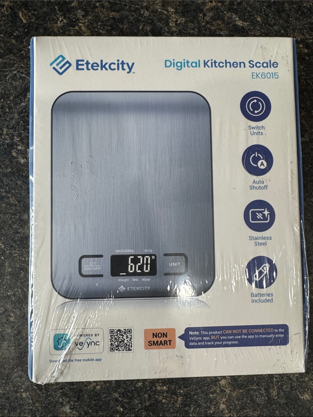 New Etekcity Stainless Steel Digital Kitchen Scale - Gray